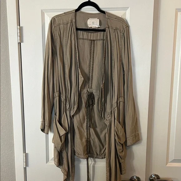 NEW LISTING! From ANTHROPOLOGIE Tan Open Front Jacket with Pockets - Picture 1 of 6